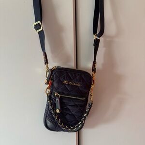 MZ Wallace Navy Quilted Crossbody Bag